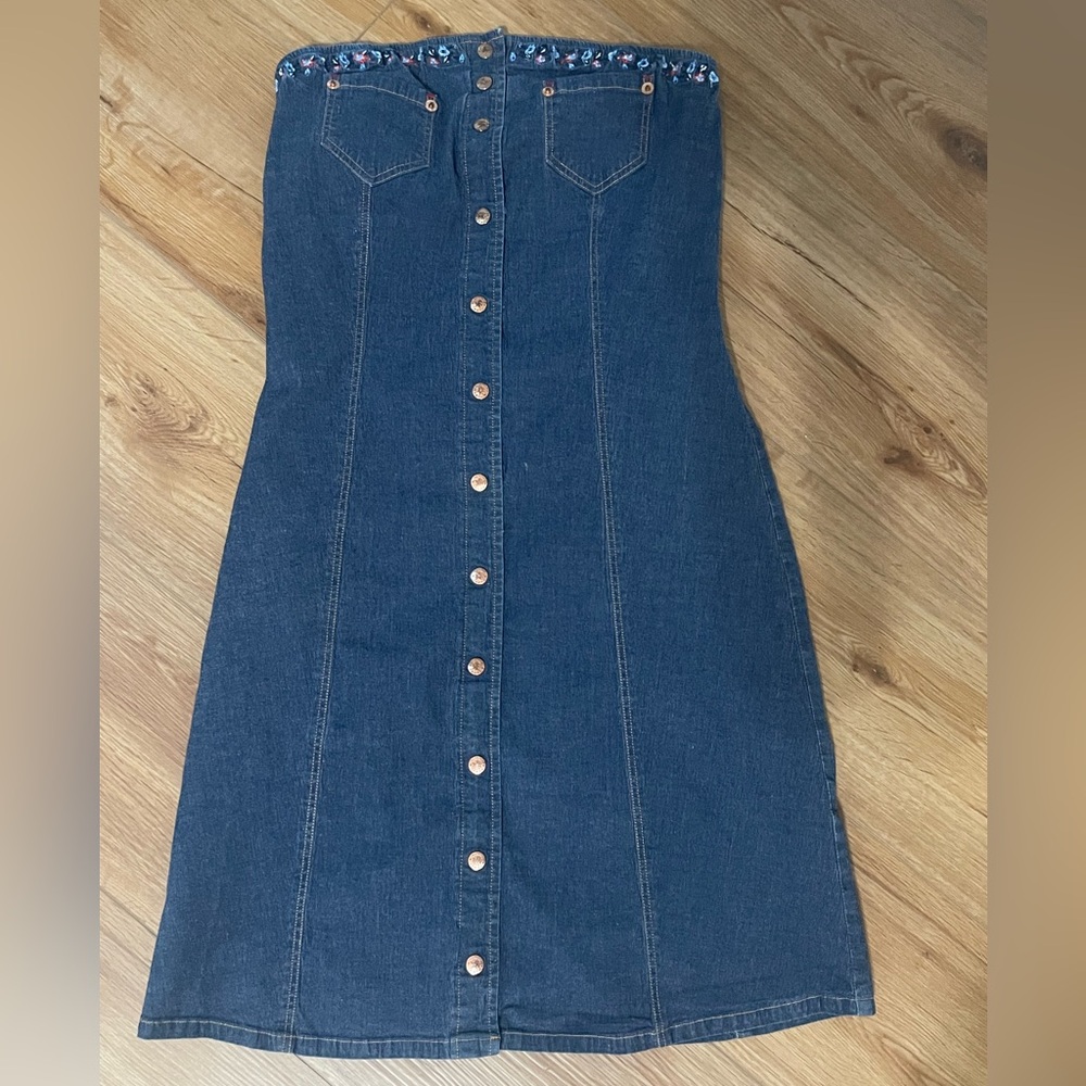 Vintage y2k Tommy Jeans denim tube dress, size S